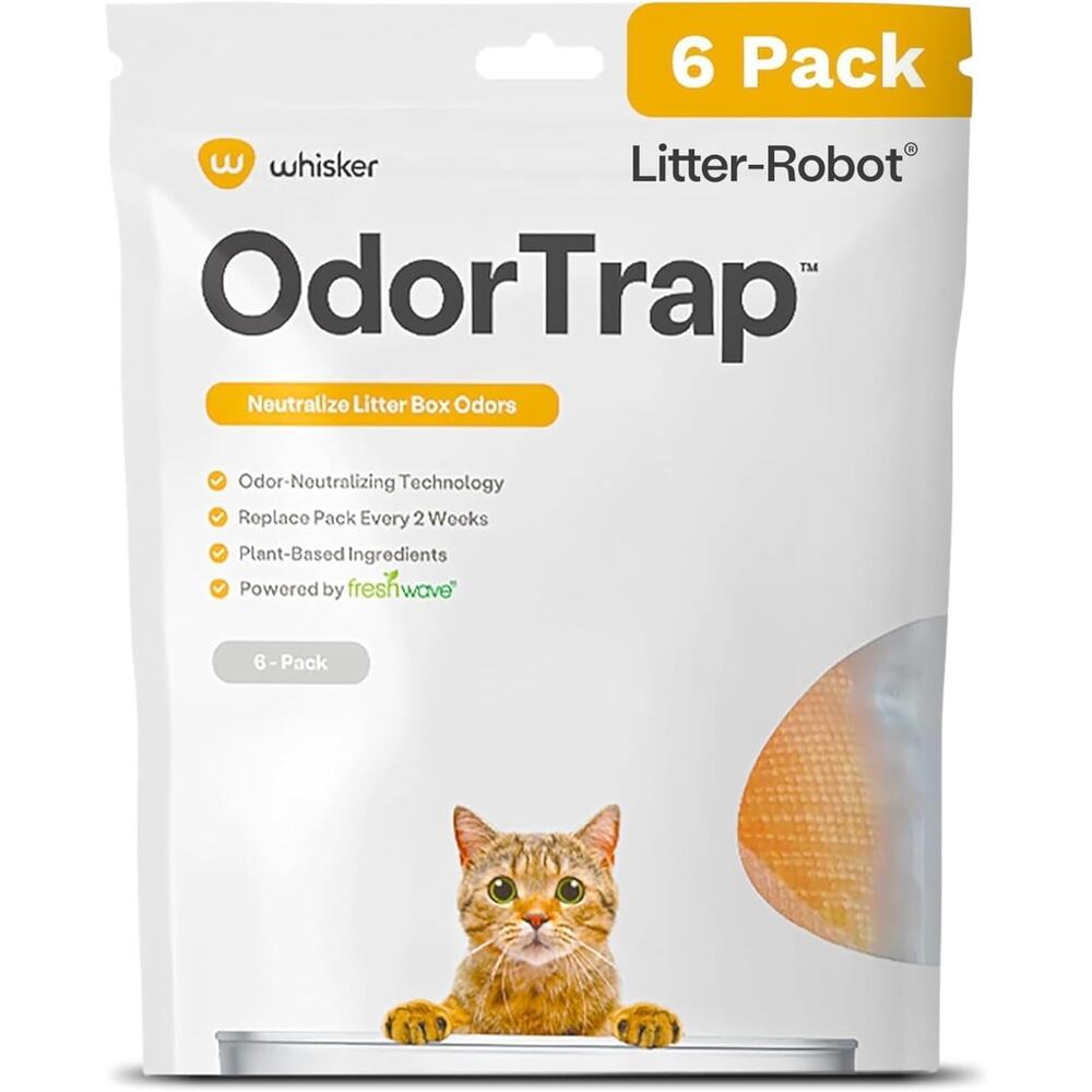 NEW Whisker Odor Trap Neutralize Litter Box Odors Pack of‎ 6 Plant Based Power!